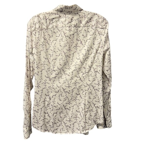 Chaps Womens No Iron Button-Up Shirt Sz M White Floral 100% Cotton Long Sleeve - Picture 9 of 13